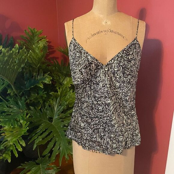 BANANA REPUBLIC | black & white silk fitted cami M - Picture 1 of 8